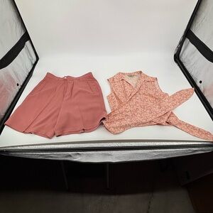 VTG Tommy Bahama 100% Silk 2pc Set Wrap Top & Shorts Pink Paisley Resort M 10